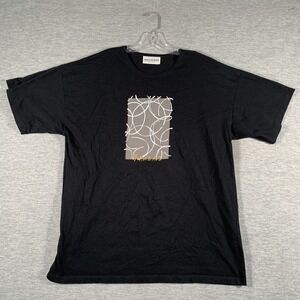 Marimekko Shirt Mens Medium Black Abstract Graphic Made Finland Tee Cotton